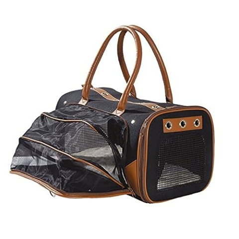 Bobby Transat - Tragetasche Für Katzen Und Kleine Hunde 47 X 27 X 27 Cm - Elegante Hundetragetasche Mit Griffen Und Schultergurt, Breiter Belüfteter Bereich, Schwarz Maximal 8 Kg