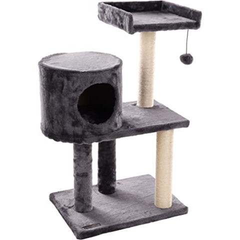 Flamingo Kratzbaum Sonal – Grau | Kompakt, Stabil & Gemütlich für Katzen!