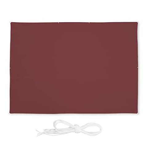Relaxdays Sonnensegel rechteckig, 3,5x4,5 m, wasserabweisend, UV-Schutz, mit Spannseilen, Schattenspender Garten, rot