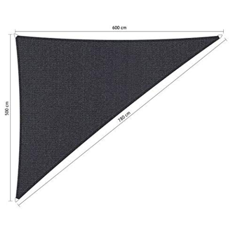 Shadow Comfort Schattensegel Sonnenschutz Wasserdurchlässig HDPE Gartenmarkise für Außen Garten Terrasse UV Block - Dreieck 5x6x7,80m - Carbon Schwarz