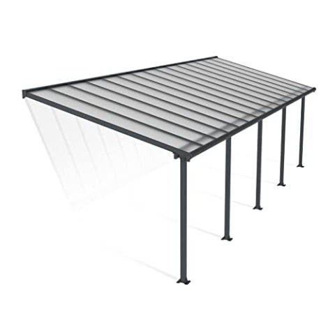 Canopia by Palram Terrassenüberdachung Alu Olympia 3X9.15 Polycarbonat Hohlkammerplatten Pergola 924 x 295 cm Grau zur Überdachung ihrer Terrasse