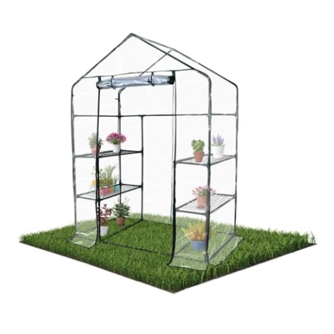 Mobiclinic®, Gartengewächshaus, 143 x 73 x 195 cm, PVC-Abdeckung und Rolltor, 4 Regale, Wasserdicht, Home Grow, Heimgärtnerei, Sicher Befestigt, Ideal zum Anbauen, Winterhart