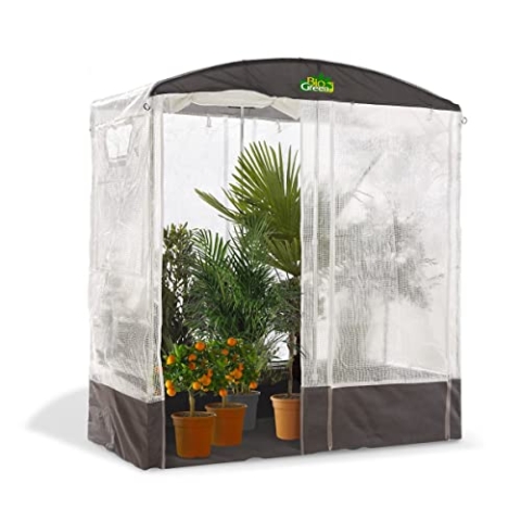 Bio Green Foliengewächshaus PATIOFLORA 200 für Terrasse und Garten | ganzjährig einsetzbar | UV-beständig | 4 Belüftungsöffnungen | inklusive Regal | L 200 x B 100 x H 220 cm