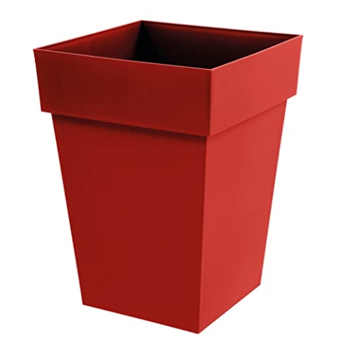 EDA - Blumentopf, quadratisch, mittelhoch, Toskana, Volumen 51 l, 39 x 39 x 53 cm, Rubinrot