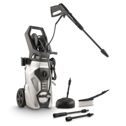 Powerplus Elektrischer Hochdruckreiniger POWXG90504-2200 Watt Terrassenreiniger, Start/Stopp-Funktion, Max. 170 Bar Druck und 50°C Temperatur, 8 m Schlauch und Zubehör inbegriffen