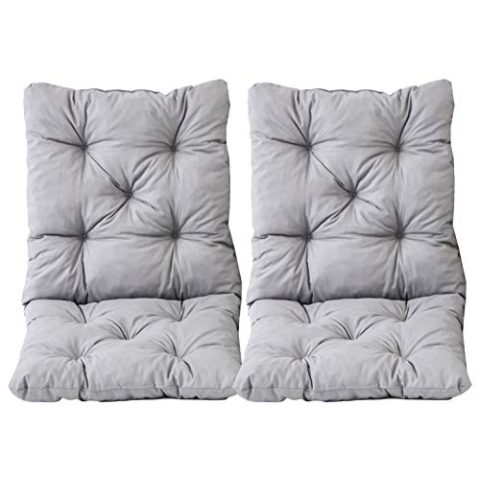Ambientehome Sitzkissen Auflage Sitzpolster, 98 x 50 x 8 cm, 2er Set, Light Grey, 50% Baumwolle , 50% Polyester