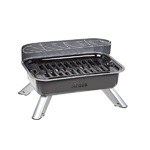ARDES - ARBBQ01 Rauchfreier Elektrogrill BRASERO FEET, BBQ Elektro-Doppelgrill XXL mit Spritzschutz und Windschutz, Tragbarer Elektro-Balkongrill für Innen- oder Außenbereich