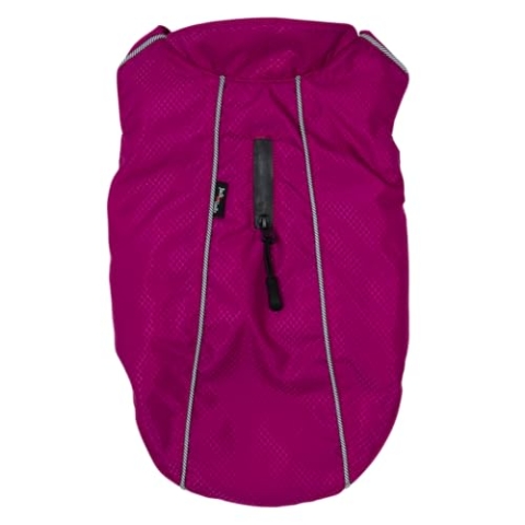 JACK AND VANILLA, Eleganter Fuchsia-Mantel für Hunde, leicht und bequem, wetterfest, perfekte Passform mit verstellbarem Verschluss, Größe SM, Farbe Fuchsia 35 cm, Modell