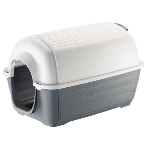 Ferplast Outdoor Hundehütte Kenny Mini Hundehütte aus Schlag- und UV-beständigem Thermoplast, Drainage-System, Lüftungsgitter, Zum reinigen Dach abnehmbar, 40 x 66 x h 40 cm