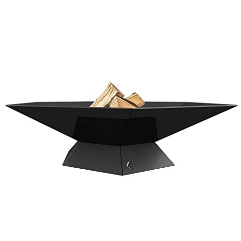 kratki Feuerschale 69,5 x 60,2 x 18 cm Gartenfeuer aus Stahl Ideal für den Garten FIRE/Goblet Schwarz