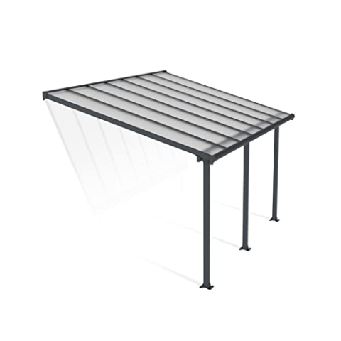 Canopia by Palram Terrassenüberdachung Alu Olympia 3X4.25 Polycarbonat Hohlkammerplatten Pergola 425 x 295 cm Grau zur Überdachung ihrer Terrasse