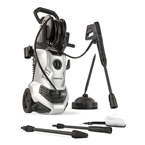 Power Plus Elektrischer Hochdruckreiniger POWXG90416-2000 Watt Terrassenreiniger, Start/Stopp-Funktion, Max. 160 Bar Druck und 50°C Temperatur, 8 m Schlauch und Zubehör inbegriffen