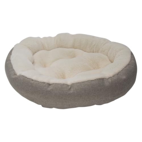 JACK AND VANILLA, Korb, Modell Nimba, runde Form, bequem für Hunde und Katzen, Elegantes Design in Sandfarbe, leicht zu reinigen, Maße 65 x 65 x 17 cm