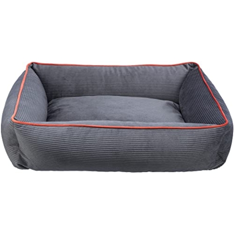 TRIXIE Hundebett Romy 55 × 45 cm in grau - schickes Hundekissen aus feinem Samt-Cord - Hundekorb für kleine Hunde - rutschfest und waschbar - 37665