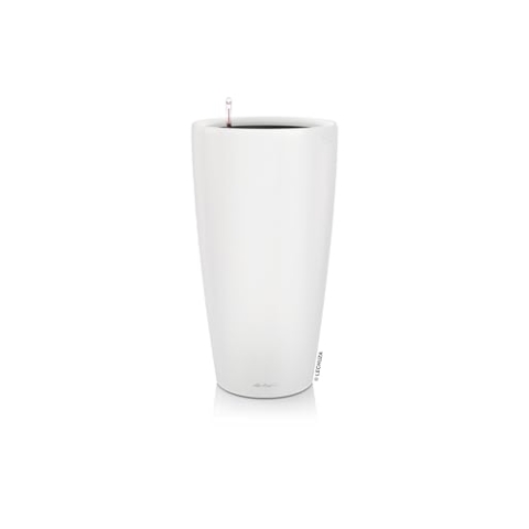 LECHUZA-Pflanzgefäß Rondo Premium 40 Weiß matt | Pflanzsäule mit Bewässerungssystem, Wasserstandsanzeiger und Pflanzeinsatz | Matte Oberfläche | Ø 40 x 75 cm | 15746