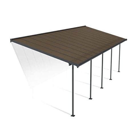 Canopia by Palram Terrassenüberdachung Alu Capri 3X8.51 Polycarbonat Hohlkammerplatten Pergola 860 x 295 cm Grau zur Überdachung ihrer Terrasse