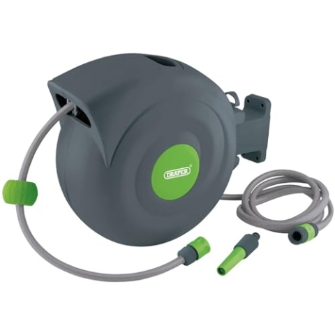 Draper 15046 einziehbare Garten Schlauch Spule, Mehrfarbig, 20 m
