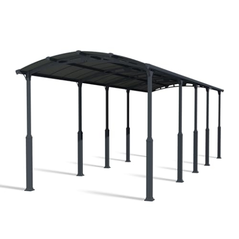 Canopia by Palram Carport Bausatz Arcadia Alpine 10600 1077 x 359 cm Einzelcarport Polycarbonat in Grau für PKW aus rostfreiem Aluminium