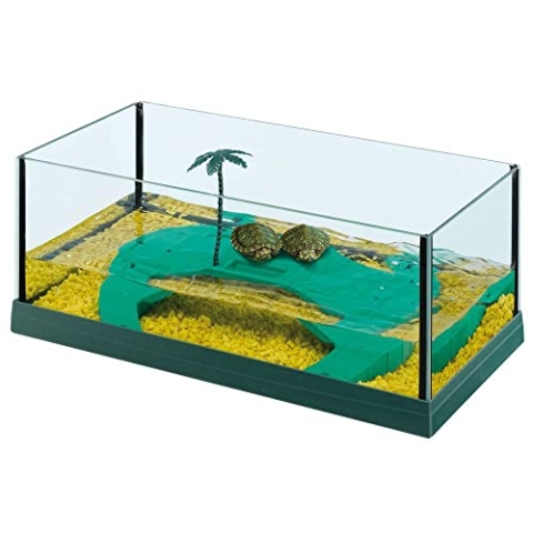 Ferplast Tartarughiera HAITI 40 Vasca in vetro per tartarughe con isola inclusa, 41,5 x 21,5 x h 16 cm