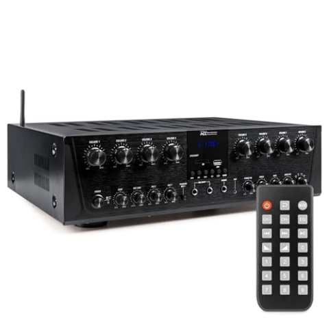 Power Dynamics PV280BT Verstärker mit Bluetooth - 8 Kanal Bluetooth-Receiver mit 800 Watt Leistung, MP3-Player, FM Radio - für Karaoke geeignet, inklusiv Fernbedienung - Schwarz