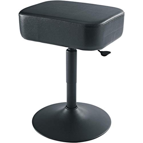K&M 14093 Pianohocker mit Gasdruckfeder Schwarz – Stahl, Kunstleder – rechteckiger Sitz für Pianisten, hoher Komfort