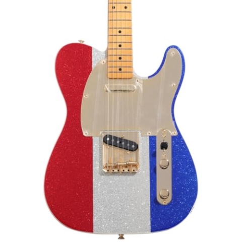 Fender Buck Owens MN Red, Silver and Blue Sparkle - E-Gitarre