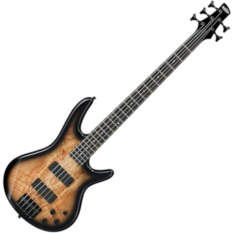 Ibanez GIO Series GSR205SM-NGT - 5 String - Spalted Maple - Electric Bass Guitar with Bass Boost - Natural Gray Burst
