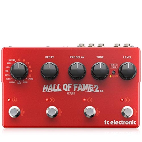 TC Electronic HALL OF FAME 2 X4 REVERB Gelobtes Reverb-Pedal, erweitert mit 4 MASH-Schaltern, Shimmer Reverb und 8 Reverb-Presets