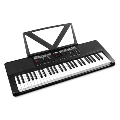 MAX Rhapsody54 - Keyboard Piano mit Notenhalter für Anfänger und Fortgeschrittene, 54 Tasten E Piano mit Lautsprecher, Display, 50 Demo Songs, Piano Keyboard, Lern-Funktion, 600 Klangarten