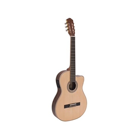 DIMAVERY TB-100 Klassikgitarre, natur | Thinline-Klassikgitarre mit Tonabnehmersystem
