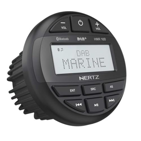 Hertz HMR 10 D – Marine-Audioquelle mit DAB+, Bluetooth, USB-Eingang und integriertem 4×50 W-Verstärker für Hochleistungs-Audiosysteme in Booten und Yachten