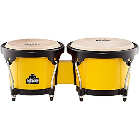 Nino Percussion Molded Bongo Plus - Musikinstrument für Kinder ab 5 Jahren - 2 Handtrommeln - ABS Kunststoff, Gelb (NINO17Y-BK)