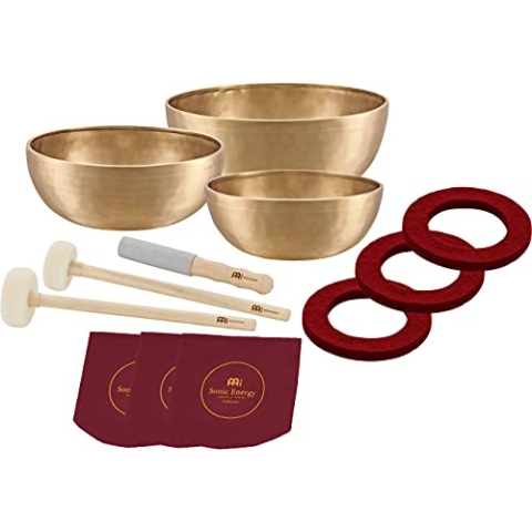 Sonic Energy Klangschalen Set Energy Therapy Series – 1,4/1,8/2,2 kg – Für Meditation & Klangheilung – Inkl. Hülle, Filzring & Schlägel (SB-E-5400)