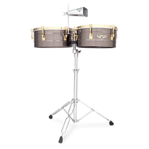 LP Latin Percussion M257-BNG Timbales Matador Brushed Nickel/Gold Tone 14" + 15", Stahlkessel Tiefe 16,5 cm