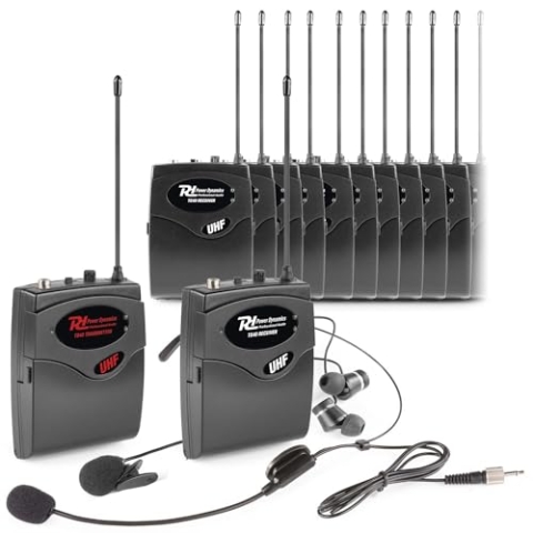 Power Dynamics TG40 - Drahtloses Tour Guide System 20er Set, Reiseleiter Audio System, 1x Sender + 20x Empfänger, 50 Meter Reichweite, In Ear Monitoring für Reittraining, Messe, Lagerhallen