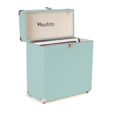 Audizio RC32 - Robuster Koffer für Schallplatten Aufbewahrung - Design Vinyl Holder - Plattenkoffer für Vinyl Aufbewahrung - Schallplatten Zubehör - Blau