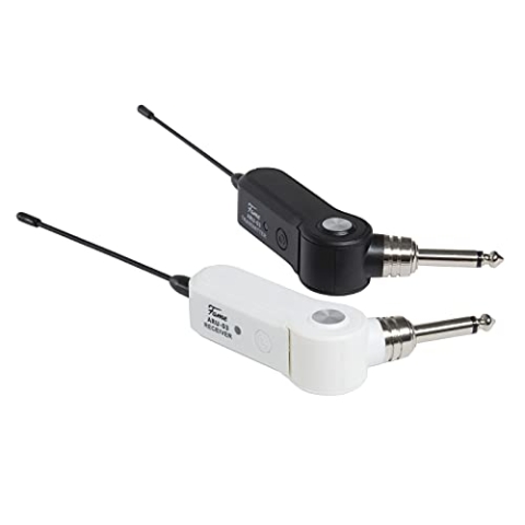 Fame ARU-03 Wireless System, UHF-Sendersystem für Gitarren, E-Bass & Instrumente, 6,3 mm Klinkenausgang, 40Hz-18kHz Übertragungsbereich, Abnehmbare Antennen, 3 Schaltbare Frequenzen, 20m Reichweite