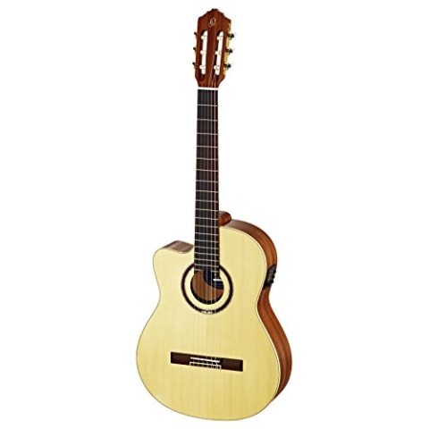 Ortega Guitars Konzert Gitarre Linkshänder – Elektro-Akustisch, 4/4, Slim Neck – Performer Series – Inklusive Gig Bag – Massive Sitka Fichte, Sapele, Natur (RCE138SN-L)