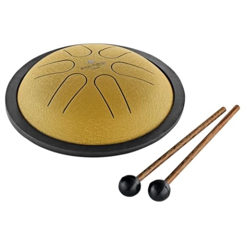 Sonic Energy 6 Zoll Zungentrommel – H Dur, 6 Töne – Für Meditation, Yoga, Kinder – Inkl. Schlägel und Tasche – Gold (MSTD3G)