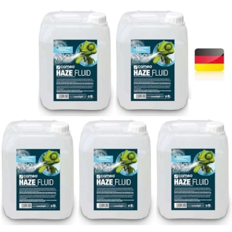 5 x Cameo CLFHAZE5L 25 Liter HAZE FLUID Fazer Dunst feine Nebeldichte und lange Standzeit, Spezialfluid für Hazer, ölfrei