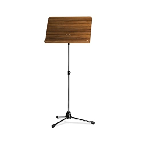K&M 118/1 Orchesternotenpult mit verstellbarer Holz-Notenplatte aus Nussbaum – Ausziehbarer Notenständer 68 – 121 cm