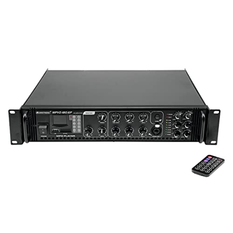 OMNITRONIC MPVZ-180.6P Mischverstärker | 6-Zonen-ELA-Mono-Mischverstärker, MP3-Player & IR-FB, Zonen regelbar, 180 W