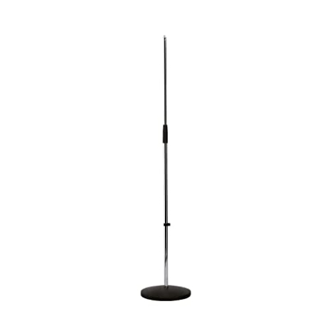 K&M 260/1 Mikrofonstativ verchromt – Solostativ mit Trittschalldämpfung - 87 - 157,5 cm ausziehbar – 3/8“ Gewindeanschluss