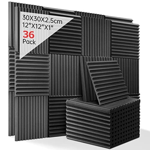 Schallabsorber Akustikschaumstoff, 36 Stück Acoustic Foam für Podcasts, Aufnahmestudios, Büros, Home Learning, Akkustik Schaumstoffmatte（30 x 30 x 2.5 cm）