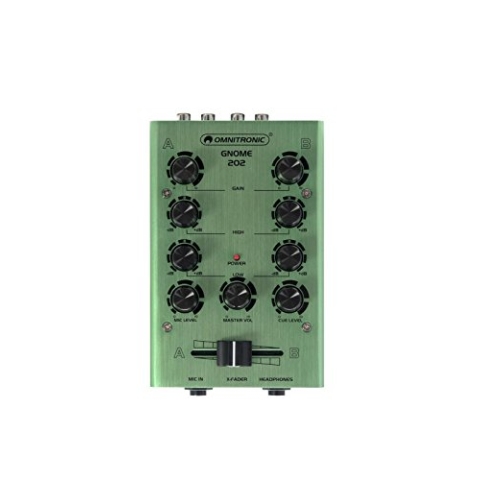 OMNITRONIC GNOME-202 Mini-Mixer grün | 2-Kanal-DJ-Mixer im Miniaturformat | Extrem leichter und kompakter DJ-Mixer | Metallgehäuse
