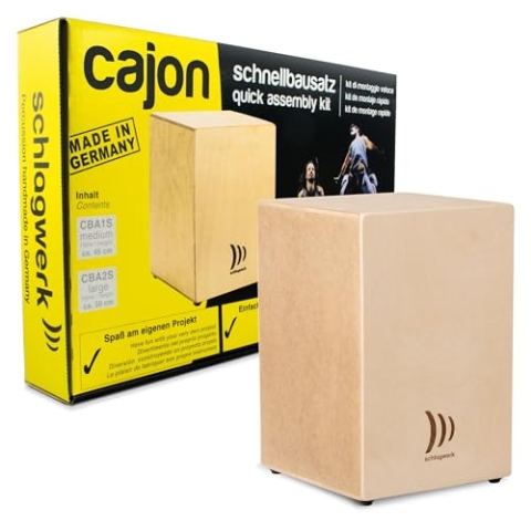 Schlagwerk CBA10S Cajon Medium Bausatz - helles Holz, Birke - 45 x 30 x 30 cm - mit Snare Funktion, Komplett inkl Spanngute und Leim - Cajon selbst bauen - Made in Germany