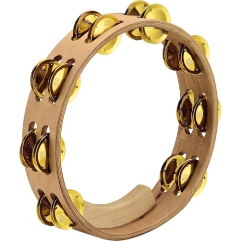 Meinl Percussion Artisan Wood Tambourine - 2-reihiges Tamburin - Durchmesser 10 Zoll - Ahorn / Messing, Natur (AE-MTA2B)