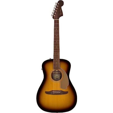 Fender Malibu Player Acoustic Guitar, Walnut Fingerboard, Gold Pickguard, Sunburst