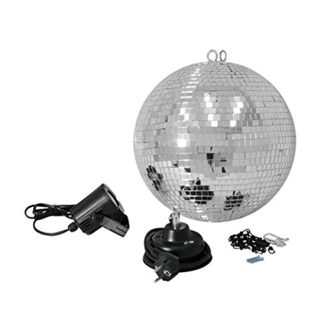 EUROLITE Spiegelkugelset 30cm mit LED-Spot | Set bestehend aus Motor, Spiegelkugel, Kette und weißem Spot