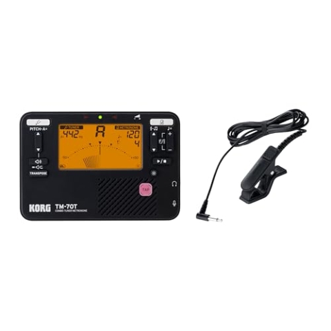 Korg TM70 Kombiniertes Metronom und chromatisches Stimmgerät mit Kontaktmikrofon – Schwarz